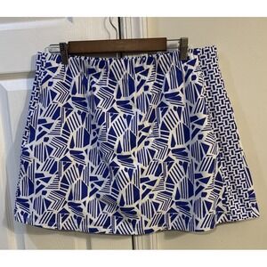 J McLaughlin Skort Skirt Women's‎ Sz XL Blue White Zip Pockets Pull On Stretch